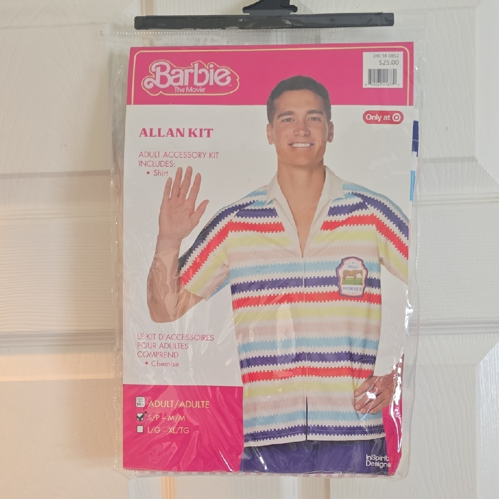 Barbie Movie Allan Kit with Striped Shirt Adult Costume S/M & L/XL New